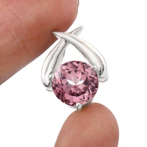 AAA Ceylon Padparadscha Sapphire Round Charm Pendant, 10x10 MM Sapphire Round Gemstone Cut, Pendant For Her Birthday Day, Valentine Gift