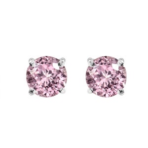 AAA Flawless Mozambique Pink Morganite Round Cut Gemstone Stud Earrings, 6x6 MM Handmade Silver Studs 925 Sterling Silver Stud, Gift for her