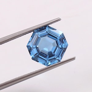 AAA Grade Flawless Brazilian Sky Blue Aquamarine Asscher Cut Loose Gemstone, Excellent Cut Stone Fashion Jewelry Making Cut 7x7 MM