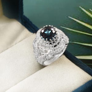 AAA 10x10 MM Flawless Indicolite Blue Green Tourmaline Round Gemstone Ring 925 Sterling Silver Ring Wedding Ring Engagement Ring For Her
