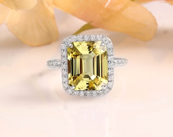 AAA Grade 13x10 MM Flawless Ceylon Yellow Sapphire Radiant Cut Gemstone Ring Statement Ring Bridal Ring Wedding Ring Engagement Ring For Her