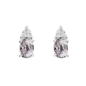 Natural Ceylon White Sapphire Oval Cut Gemstone Stud Earrings, Handmade Silver Studs 925 Sterling Silver Stud Earrings, Gift for her 6x4 MM