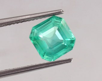 AAA Ceylon Green Sapphire: 8x8mm Asscher Cut Gemstone