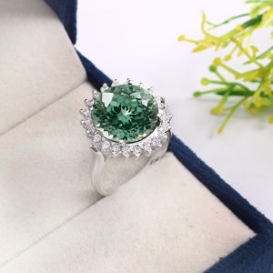 AAA 11x11 MM Ceylon Fancy Green Spinel Round Ring Gemstone Ring, 925 Sterling Silver Ring, Statement Ring, Wedding Ring, Engagement Ring,