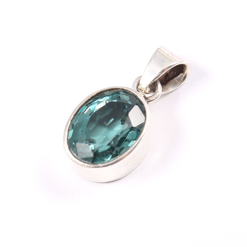 Valentine Gift Natural Pariba Blue Green Tourmaline Oval Gemstone Pendent,Handmade Silver Pendent,925 Sterling Silver Pendent Gift for her