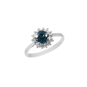 AAA Flawless Indicolite Blue Green Tourmaline Round Gemstone Ring 925 Sterling Silver Ring Wedding Ring Engagement Ring For Her 6x6 MM