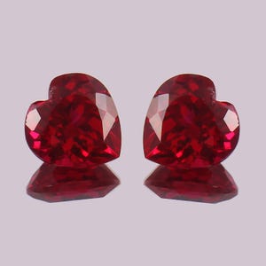 AAA Grade Flawless Mozambique Blood Red Ruby Heart Cut Loose Gemstone Matching pair, Available In Sizes Ranging From  5 MM to 20 MM