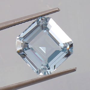 AAA Grade Flawless Brazilian Sky Blue Aquamarine Asscher Cut Loose Gemstone, Excellent Cut Stone Fashion Jewelry Making Cut 12x12 MM
