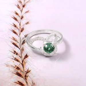 AAA Ceylon Fancy Green Spinel Round Ring Gemstone Ring, 925 Sterling Silver Ring, Statement Ring, Wedding Ring, Engagement Ring, 6x6 MM