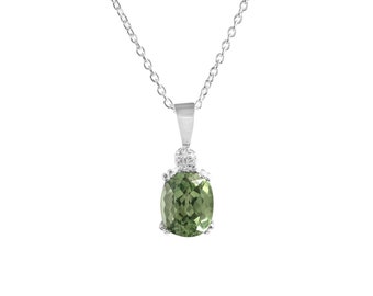 AAA Ceylon Flawless Green Parti Sapphire Cushion Charm Pendant, 12x9 MM Sapphire Cushion Gemstone Cut, Pendant For Her Birthday Day Gift