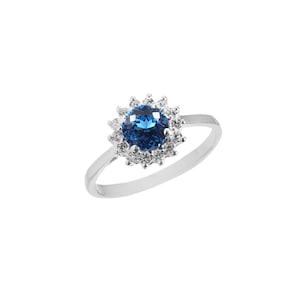 AAA Flawless Indicolite Blue Tourmaline Round Cut Gemstone Ring 6x6 MM 925 Sterling Silver Ring Wedding Ring Engagement Ring For Her