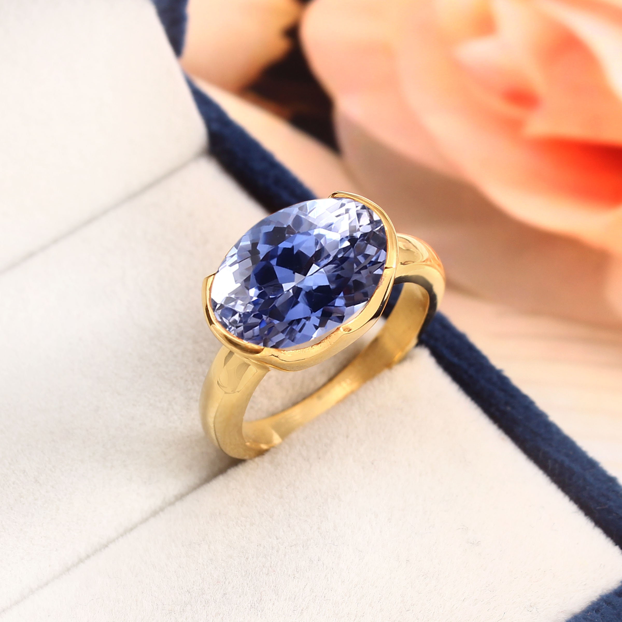 AAA Flawless Kashmiri Blue Sapphire Oval Cut Gemstone Ring Statement Ring Wedding Ring Engagement Ring 925 Sterling Silver Ring 14x10 MM