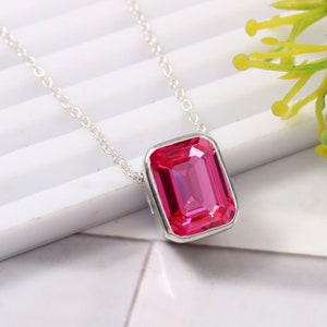 AAA 12x10 MM Flawless Ceylon Pink Sapphire Radiant Charm Pendant, Sapphire Radiant Gemstone Cut, Pendant For Her Birthday Day Valentine Gift