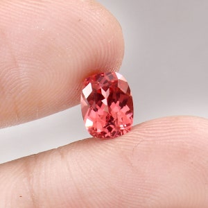 AAA Ceylon Peach Padparadscha Sapphire: Cushion Cut Gemstone, 8x6 mm