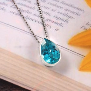 AAA Ceylon Blue Green Parti Sapphire Pear Charm Pendant, 12x8 MM Sapphire Pear Gemstone Cut, Pendant For Her Birthday Day, Valentine Gift
