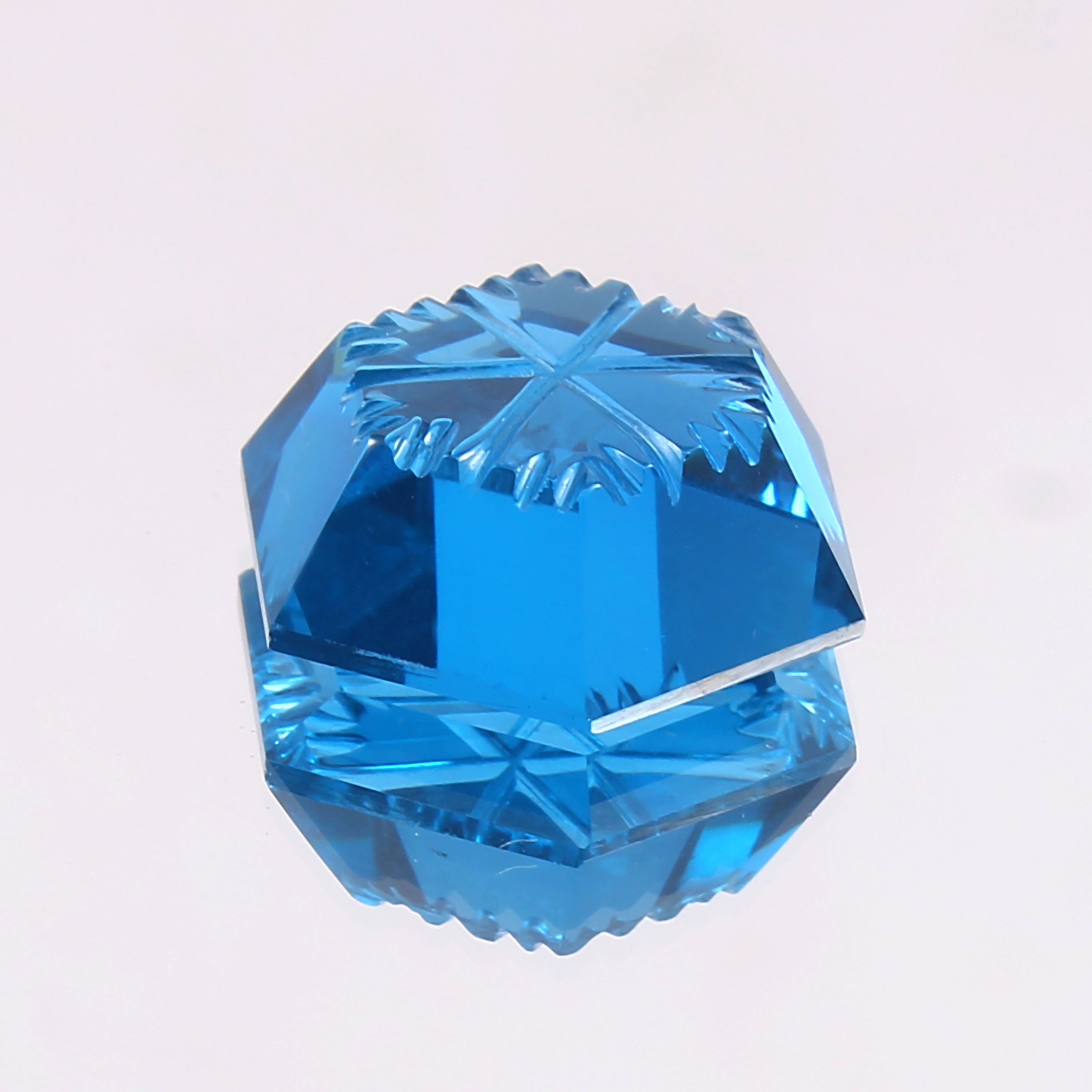 天然石Gemstone Blue Tourmaline Gemstone: 23.75 Ct Hexagon Fantasy Cut, Jewelry