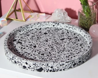 XL Terrazzo Maxi Decorative Tray Moonlight Black and White Terrazzo Design