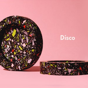 Terrazzo Circular Trinket Tray for Organisation Storage Dish/Desk Tidy Colourful Black image 3