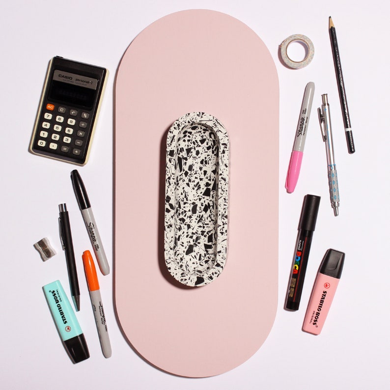 Stationery Tray with Moonlight Black and White Terrazzo Pattern for Pens and Pencils Desk Organisation image 6