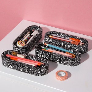 Stationery Tray with Midnight Black and White Terrazzo Pattern for Pens and Pencils Desk Organisation image 7