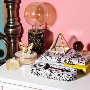 Stationery Tray with Moonlight Black and White Terrazzo Pattern for Pens and Pencils Desk Organisation image 4