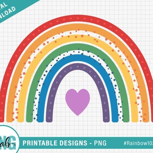 Rainbow PNG design / Printable Rainbow Clip art / Rainbow Sublimation Design / 7 color rainbow/ rainbow baby design / Digital Download