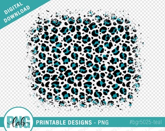 Teal Animal Print Splash achtergrond PNG / sublimatie splash / cheetah achtergrond splash / afdrukbare achtergrond PNG / digitale download