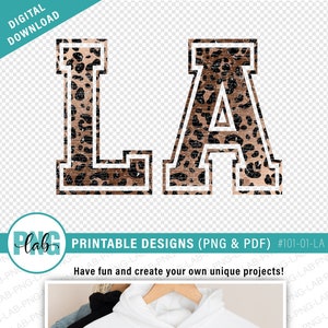 LA Louisiana - Printable sublimation design PNG & PDF / Louisiana png / Animal Print Pattern, Cheetah, Leopard / state names