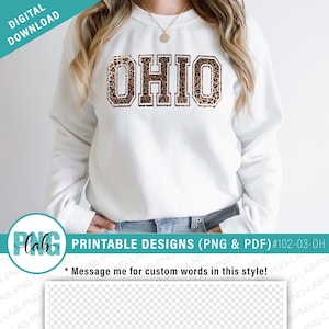 Ohio PNG - Printable sublimation design PNG & PDF / Ohio png / Animal Print Pattern, Cheetah, Leopard / state designs / Digital Download