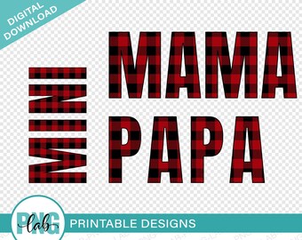 Christmas MAMA and MINI design - Printable PNG file - Buffalo Plaid Pattern / Mom and baby Christmas shirt Design / Digital Download