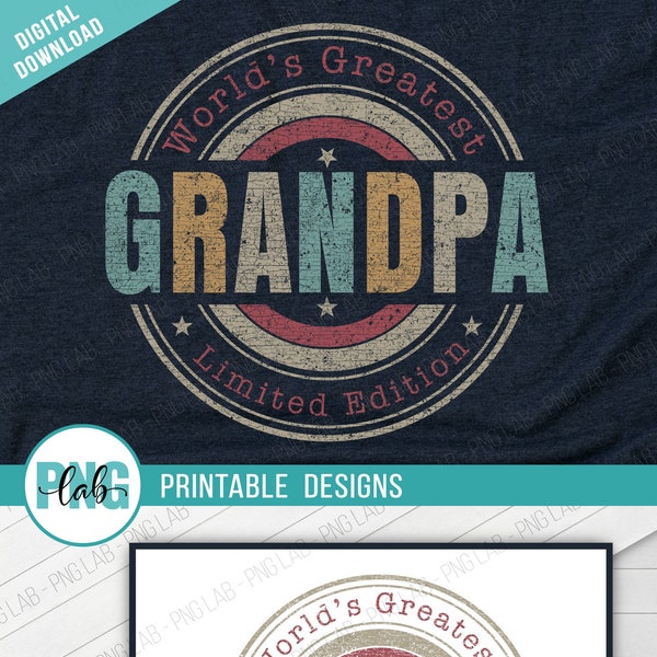 World es Greatest Grandpa / PNG Design - Druckbares T-Shirt Design / Druckbares PNG Design / Opa Tshirt Design / Digitaler Download