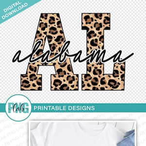 animal print Alabama design / Printable PNG / state names printable PNG designs - AL Alabama sublimation design / png Digital Download