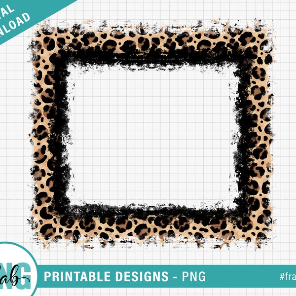Animal Print border frame PNG / printable animal print frame / printable cheetah pattern border / border PNG / digital download