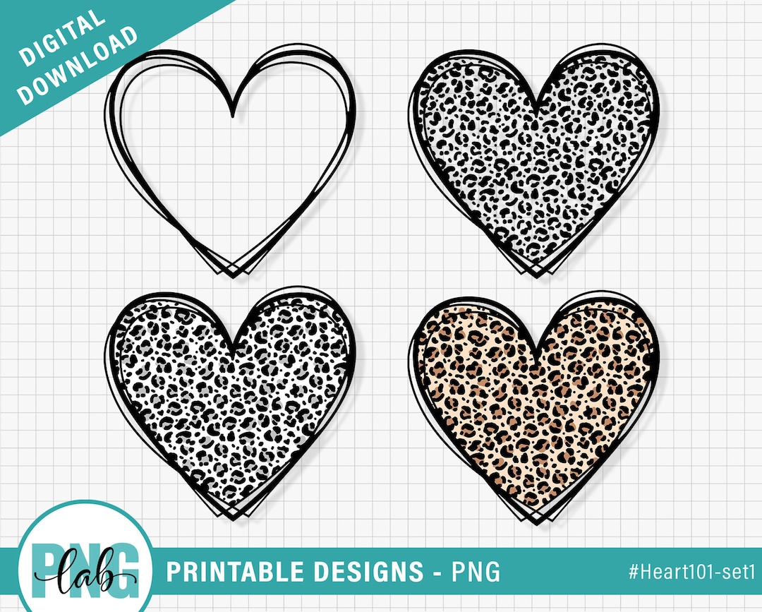 Hearts PNG Clip Art / Animal Print Hearts Png Bundle / Animal Print