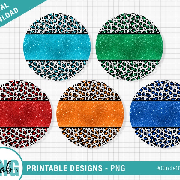 Animal Print Glitter Circle - PNG Design, round sublimation design / circle background / coaster design, freshie cardstock, Digital Download