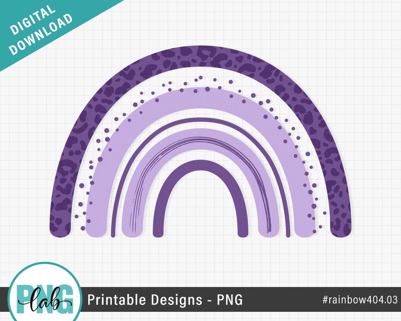Purple Rainbow PNG Design - Rainbow clipart PNG image, pink rainbow design, sublimation design, violet rainbow PNG, digital download image 1
