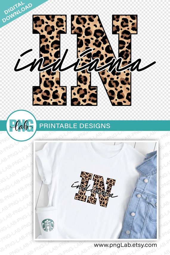 IN Indiana printable PNG design / IN Indiana png design / | Etsy