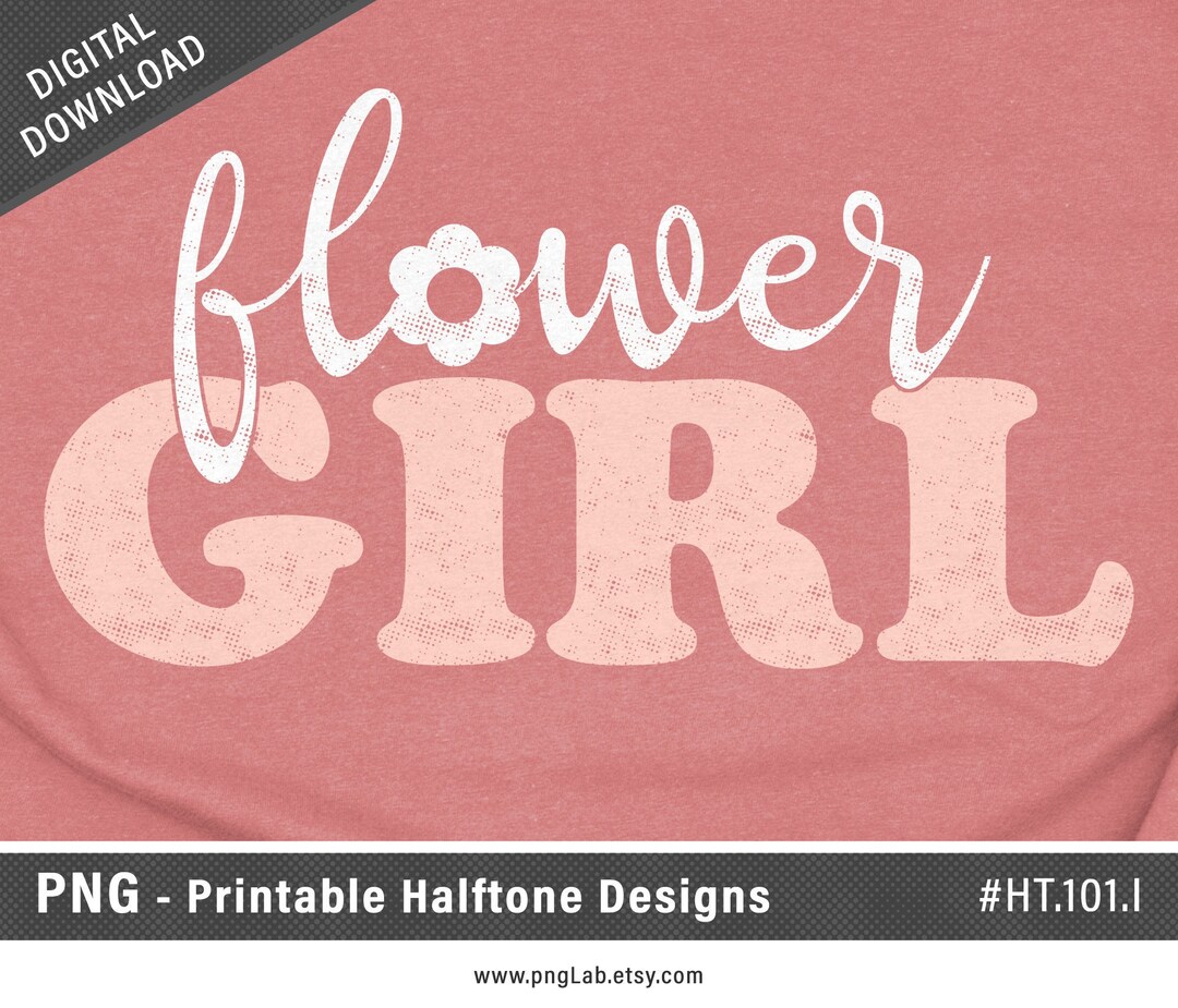 Pink and White Flower Girl Printable PNG Printable Halftone Designs ...