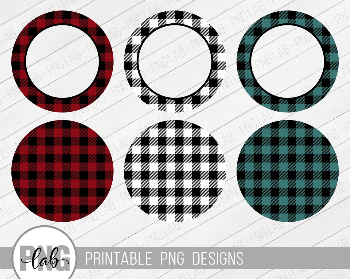 Plaid Circles and Borders PNG Clip Art / Christmas Borders | Etsy