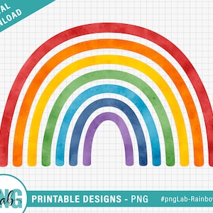 Zeven kleuren Rainbow PNG & SVG, aquarel Rainbow clipart PNG-bestand - sublimatie ontwerp, regenboog baby, digitale download