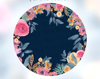 Floral Circle PNG Design, round watercolor floral sublimation design - printable design with flowers, circle  PNG, Digital Download