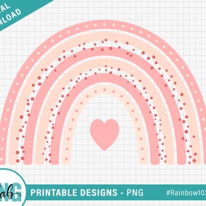 Pink Rainbow PNG design / Printable Rainbow Clip art / Rainbow Sublimation Design / blush pink, peach rainbow / baby girl / Digital Download