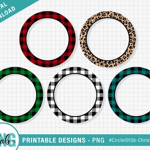 Christmas Plaid Circle Borders PNG - Clip Art / Christmas Sublimation Borders / Printable Plaid & Animal Print Patterns / Digital Download