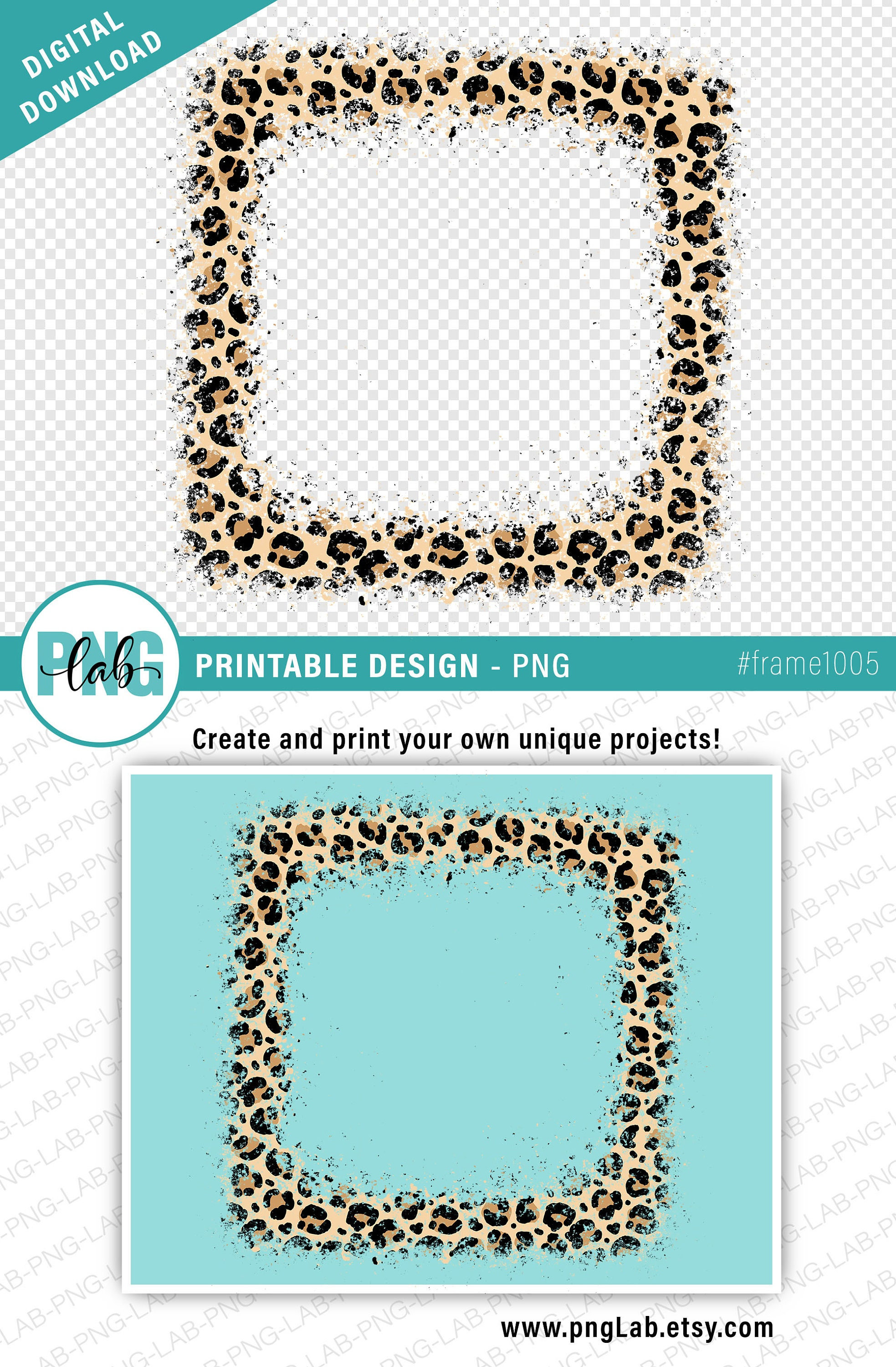 Animal Print Border Frame PNG / Printable Animal Print Frame