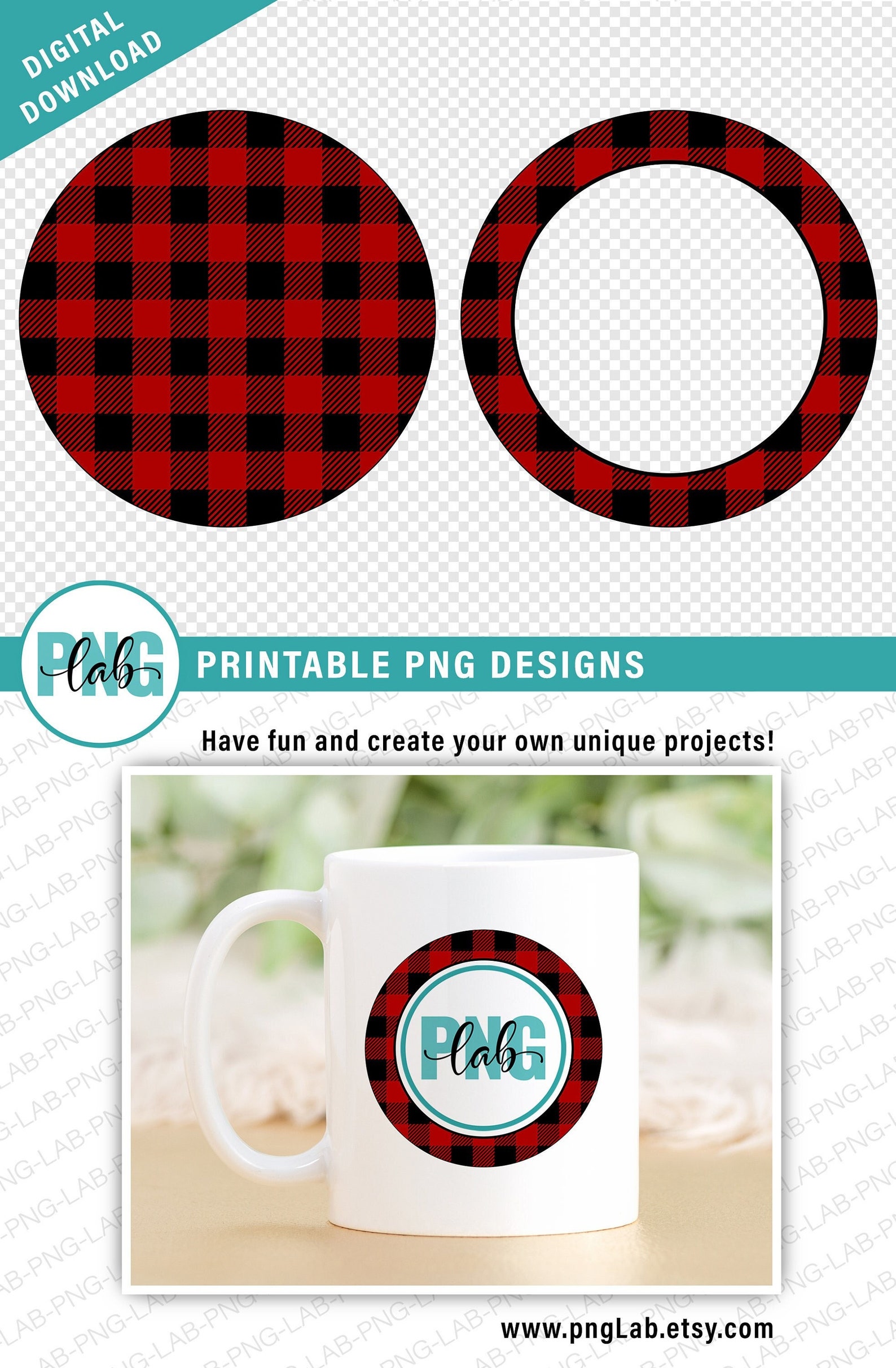 Red Plaid Circle and Border PNG Design Christmas Circle and - Etsy