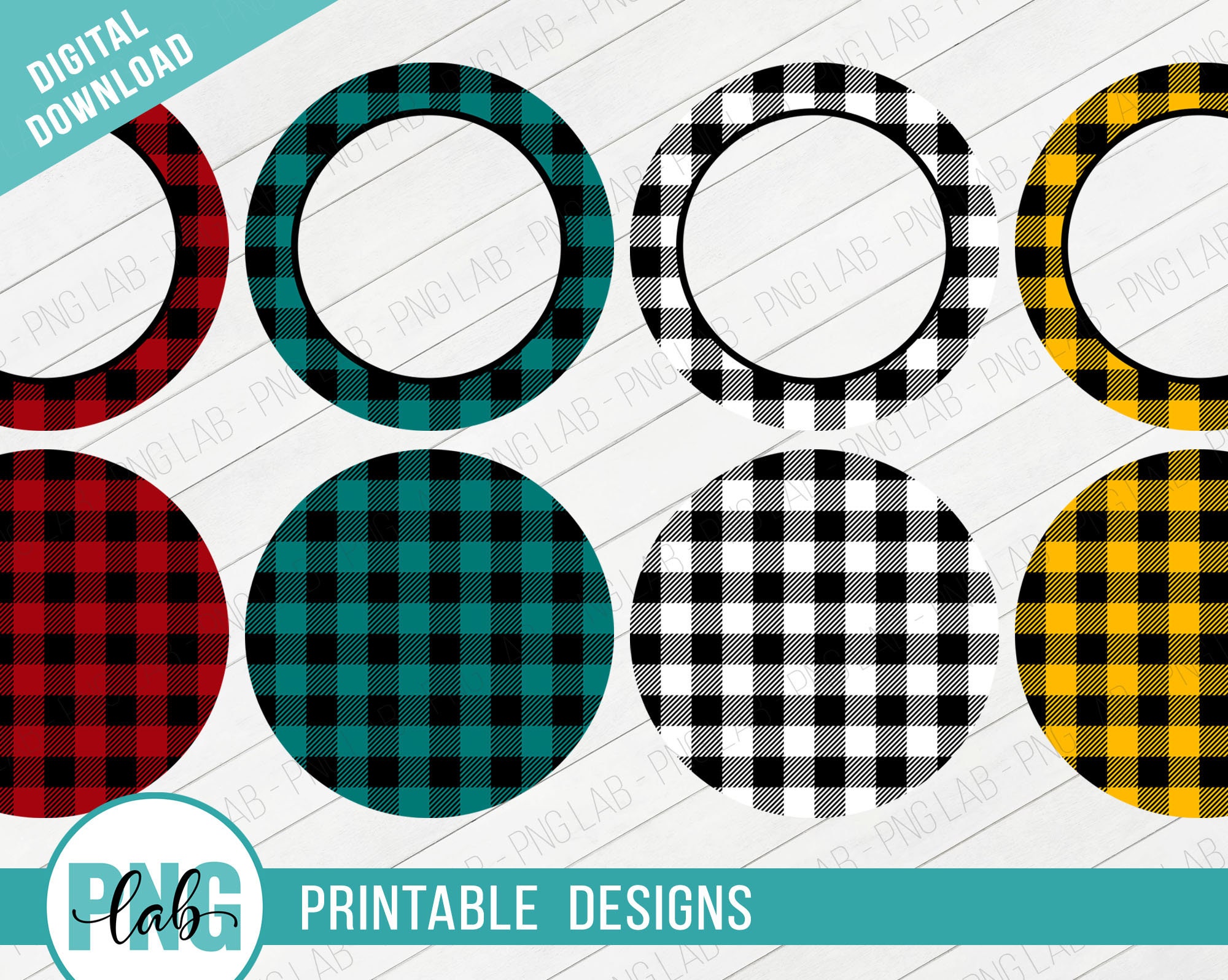 Plaid Circles and Borders PNG - Clip Art / Christmas Borders Sublimat…