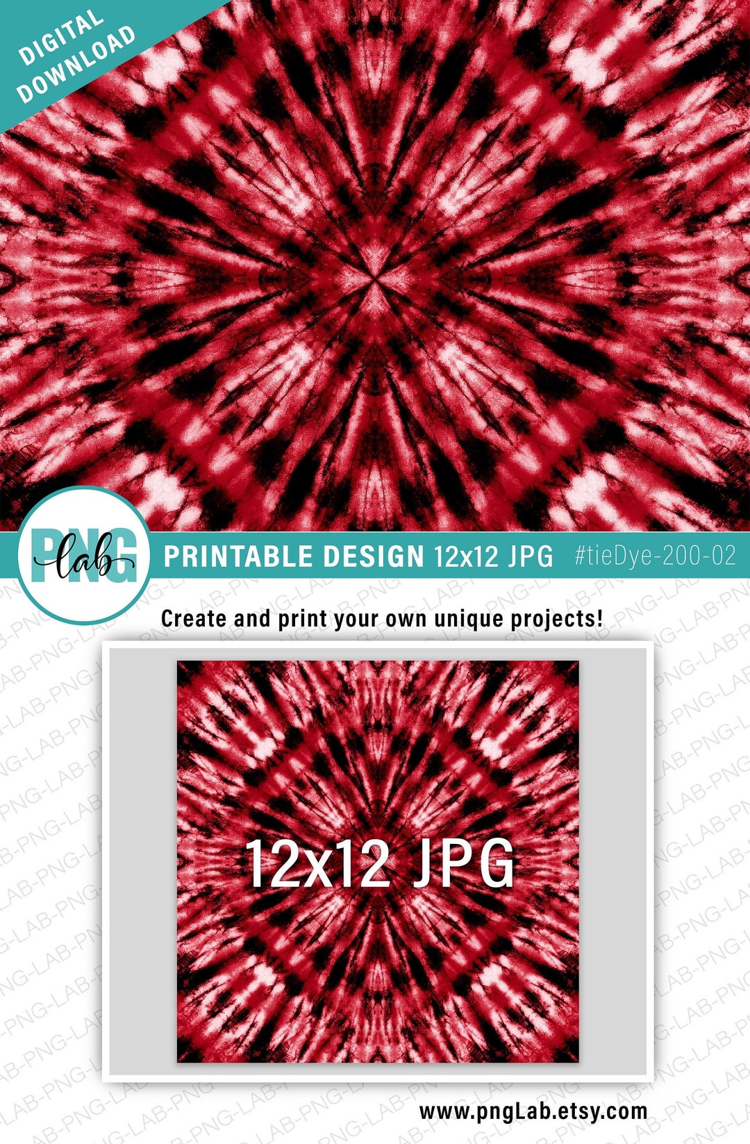 Red Tie Dye Sublimation Background, Printable Tie Dye Digital Paper ...