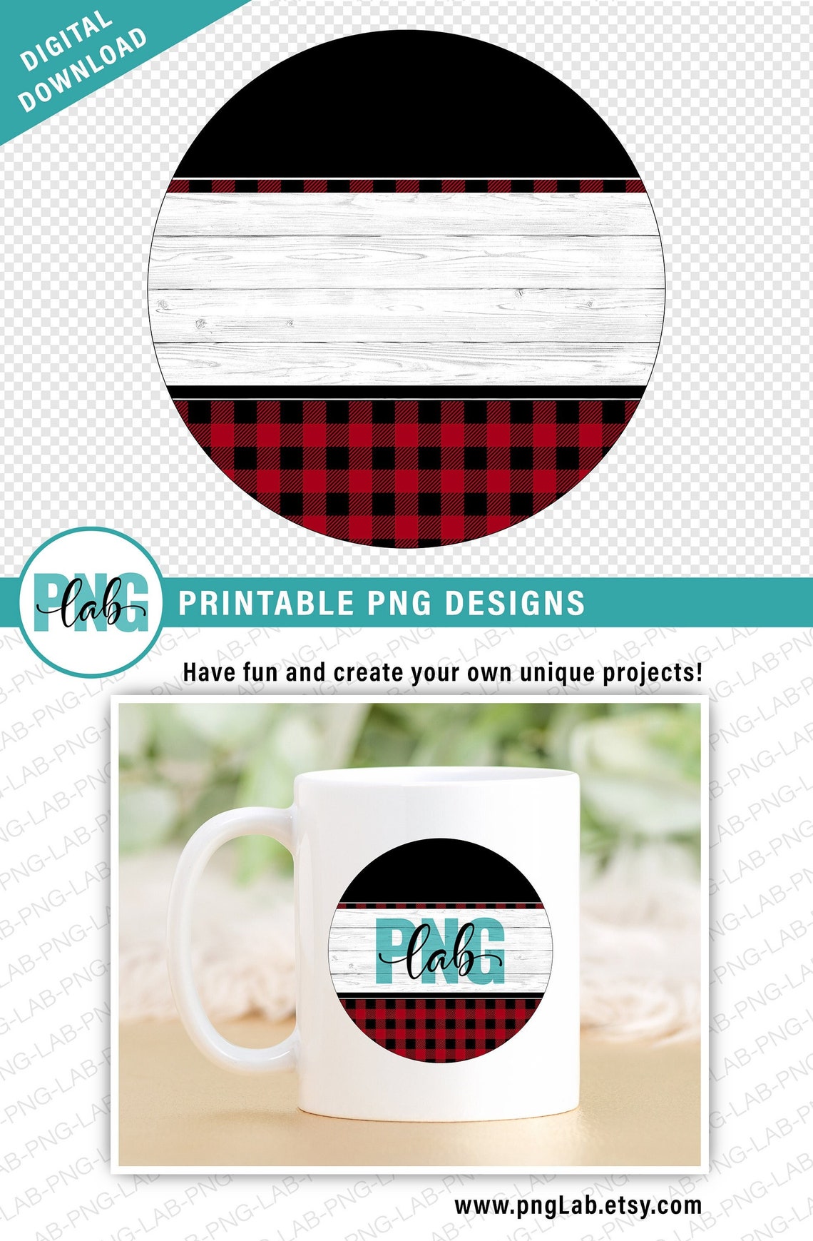 Printable Plaid Circle PNG File / Christmas Red Plaid Circle | Etsy