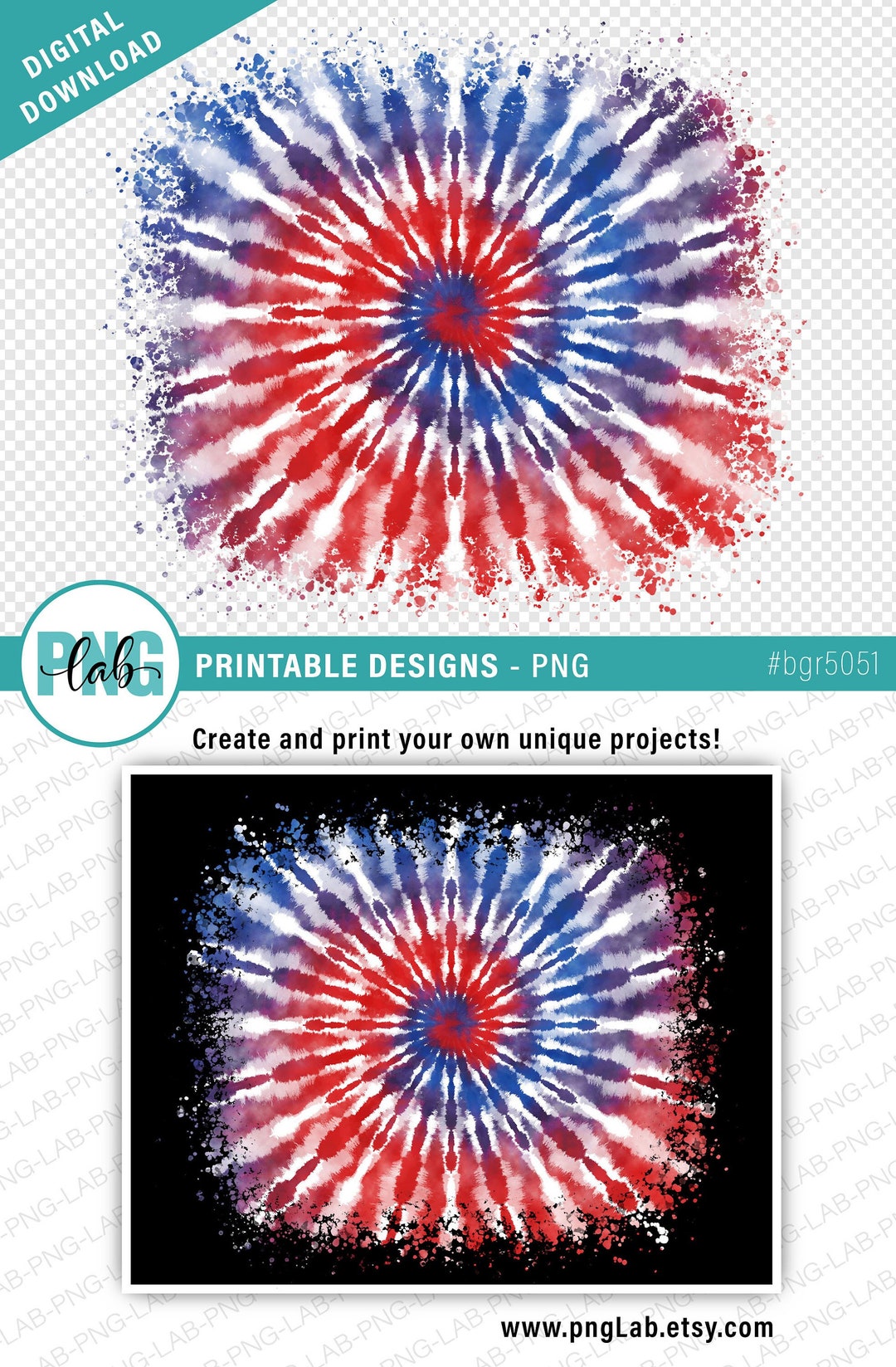 Red White and Blue Tie Dye Background Splash PNG, Sublimation ...