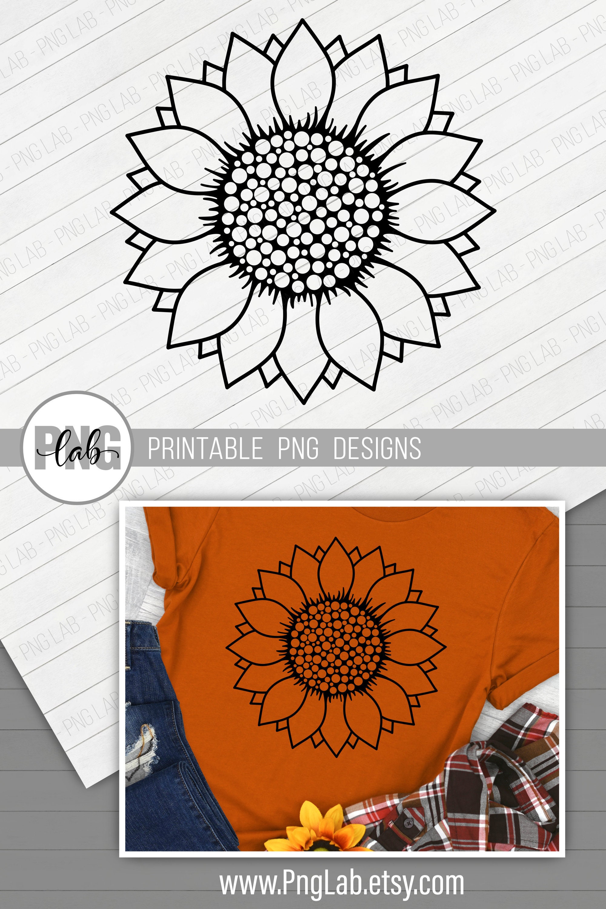 One line sunflower element. Black and white... - Stock Illustration  [75087384] - PIXTA